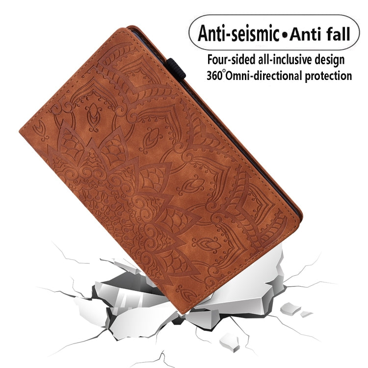 For Samsung Galaxy Tab S9 FE+ Calf Texture Embossed Leather Tablet Case(Brown)