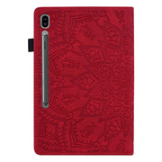 For Samsung Galaxy Tab S9 FE+ Calf Texture Embossed Leather Tablet Case(Red)