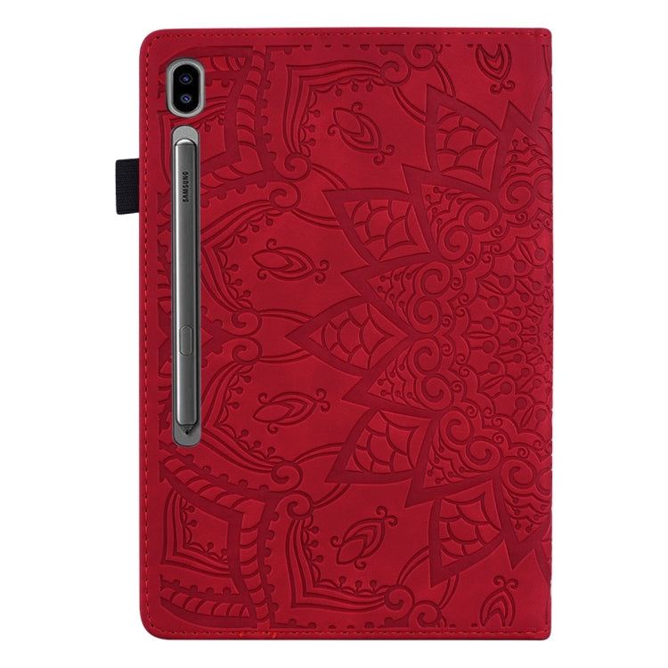 For Samsung Galaxy Tab S9 FE+ Calf Texture Embossed Leather Tablet Case(Red)