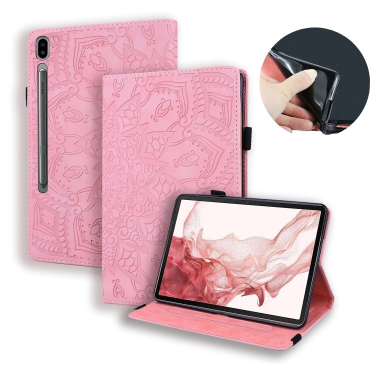 For Samsung Galaxy Tab S9 FE+ Calf Texture Embossed Leather Tablet Case(Pink)