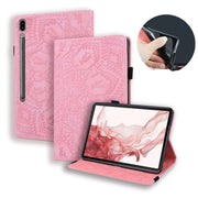 For Samsung Galaxy Tab S9 FE+ Calf Texture Embossed Leather Tablet Case(Pink)