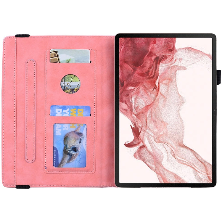 For Samsung Galaxy Tab S9 FE+ Calf Texture Embossed Leather Tablet Case(Pink)