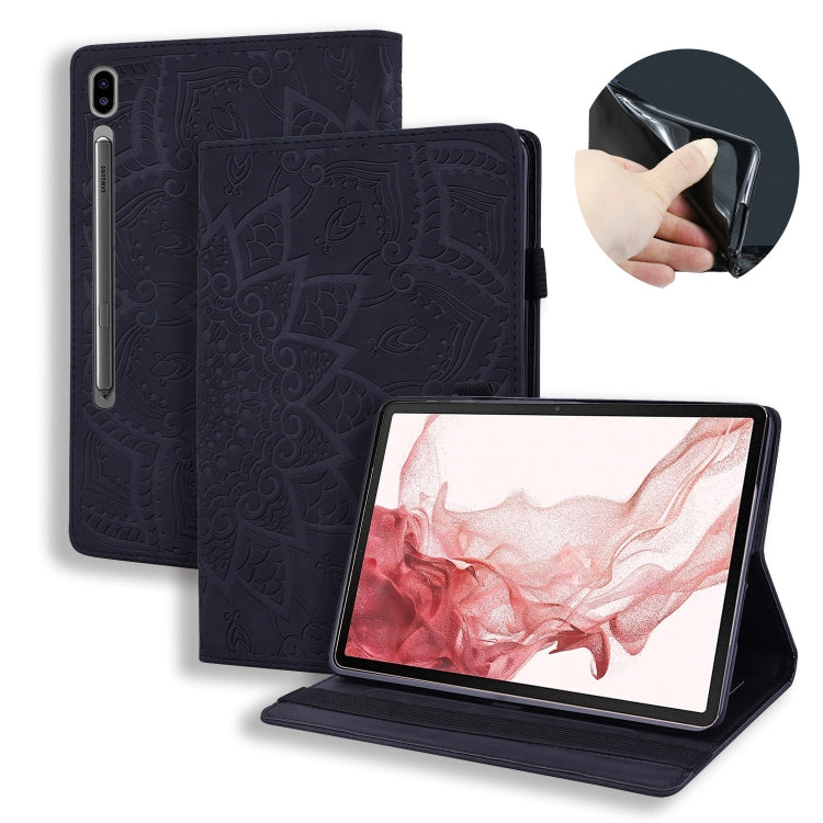 For Samsung Galaxy Tab S11 / S10 / S9 FE Calf Texture Embossed Leather Tablet Case(Black)