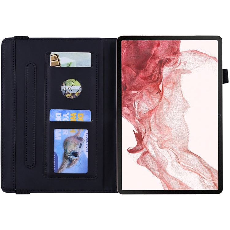 For Samsung Galaxy Tab S11 / S10 / S9 FE Calf Texture Embossed Leather Tablet Case(Black)