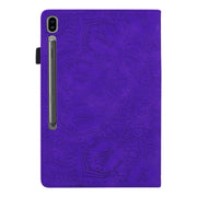 For Samsung Galaxy Tab S9 FE Calf Texture Embossed Leather Tablet Case(Purple)