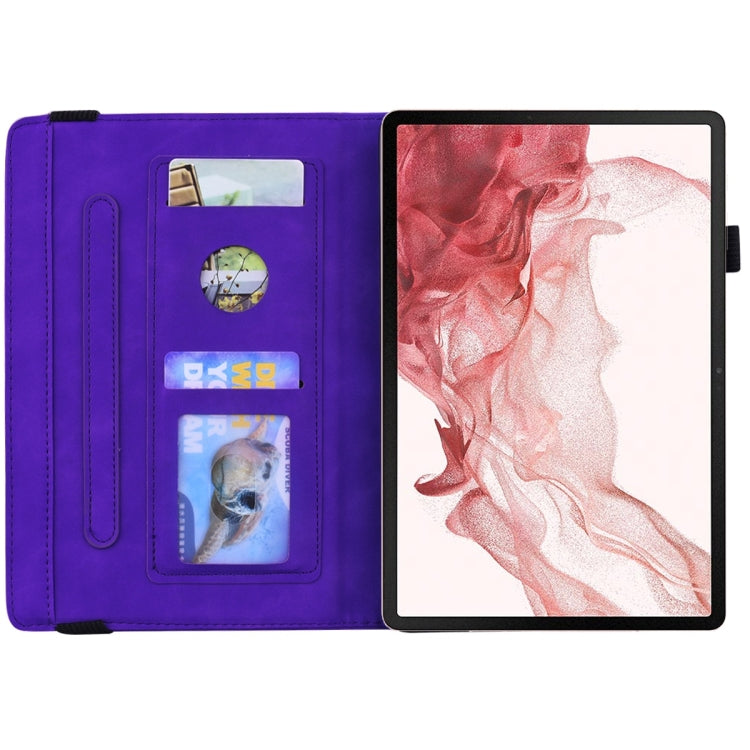 For Samsung Galaxy Tab S9 FE Calf Texture Embossed Leather Tablet Case(Purple)