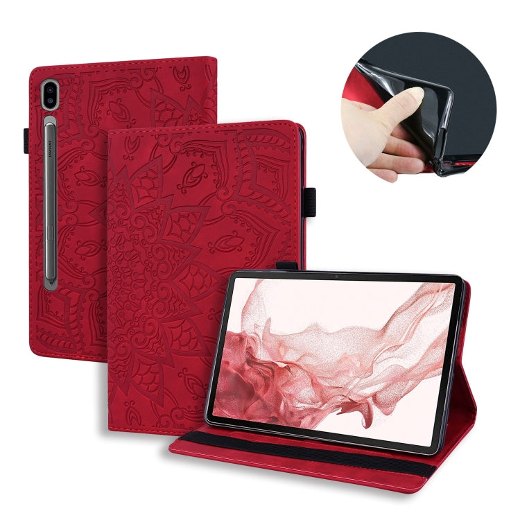 For Samsung Galaxy Tab S9 Ultra Calf Texture Embossed Leather Tablet Case(Red)