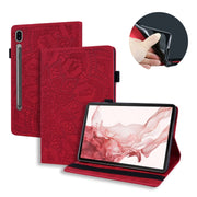 For Samsung Galaxy Tab S9 Ultra Calf Texture Embossed Leather Tablet Case(Red)
