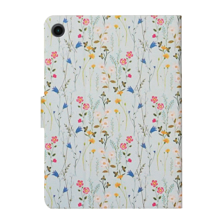 For Samsung Galaxy Tab A9 Flower Pattern Horizontal Flip PU Tablet Case with Sleep / Wake-up Function(Small Floral)