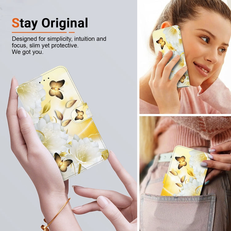 For Google Pixel 9 Pro Crystal Texture Colored Drawing Leather Phone Case(Gold Butterfly Epiphyllum)