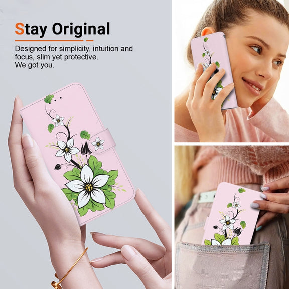 For Google Pixel 9 Pro Crystal Texture Colored Drawing Leather Phone Case(Lily)