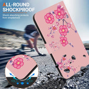 For Google Pixel 9 Pro Crystal Texture Colored Drawing Leather Phone Case(Cherry Blossoms)