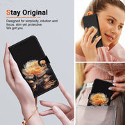 For Google Pixel 9 Crystal Texture Colored Drawing Leather Phone Case(Gold Peony)