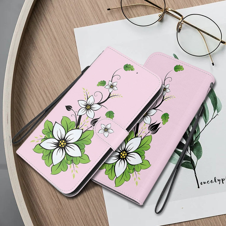 For Google Pixel 9 Crystal Texture Colored Drawing Leather Phone Case(Lily)