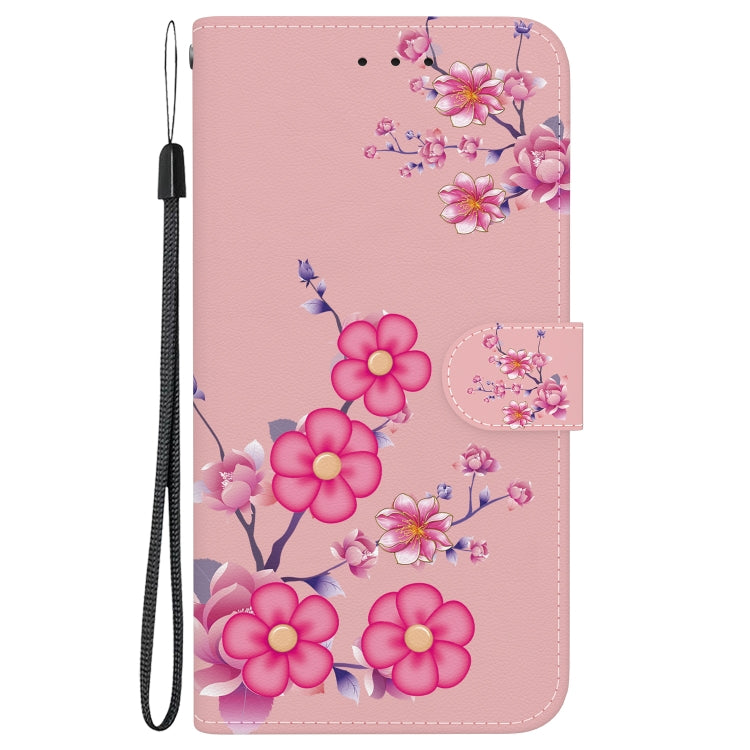For Google Pixel 9 Crystal Texture Colored Drawing Leather Phone Case(Cherry Blossoms)