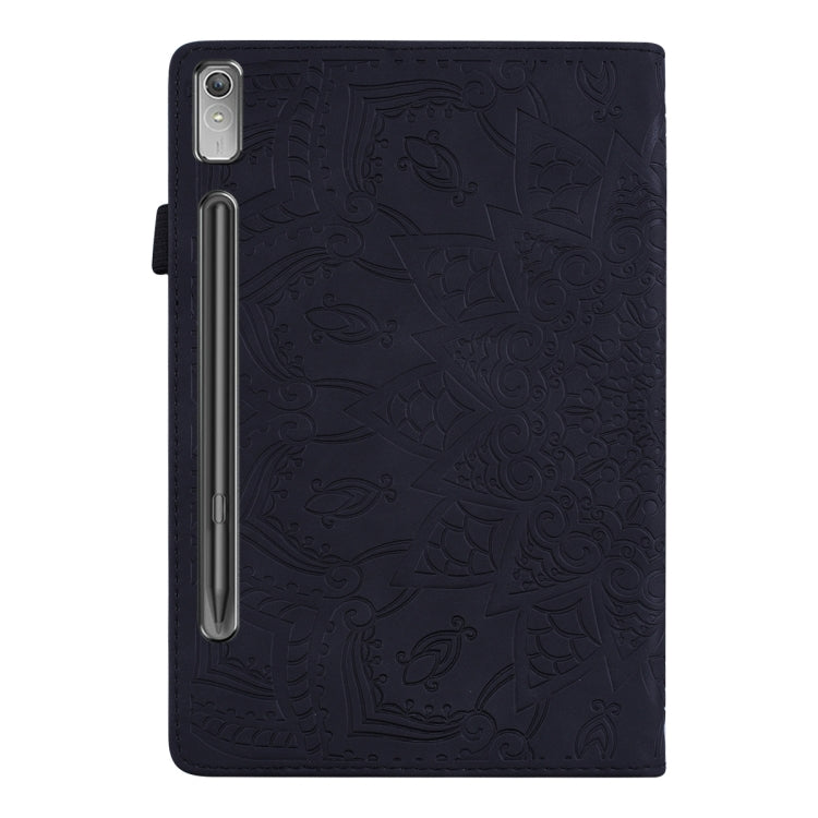 For Lenovo Tab P12 12.7 Calf Texture Embossed Leather Tablet Case(Black)
