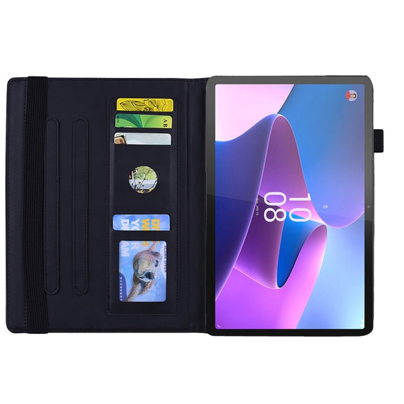 For Lenovo Tab P12 12.7 Calf Texture Embossed Leather Tablet Case(Black)