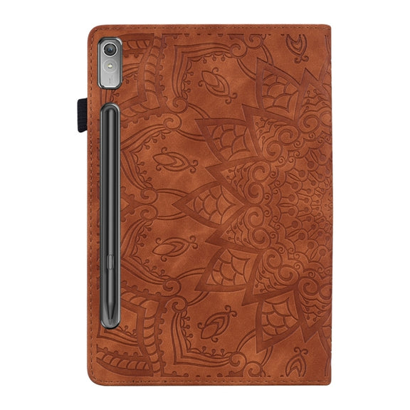For Lenovo Tab P12 12.7 Calf Texture Embossed Leather Tablet Case(Brown)