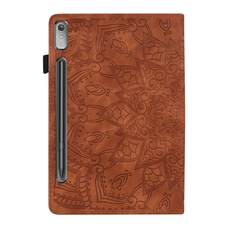 For Lenovo Tab P12 12.7 Calf Texture Embossed Leather Tablet Case(Brown)