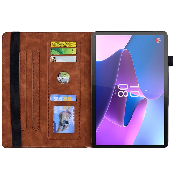 For Lenovo Tab P12 12.7 Calf Texture Embossed Leather Tablet Case(Brown)