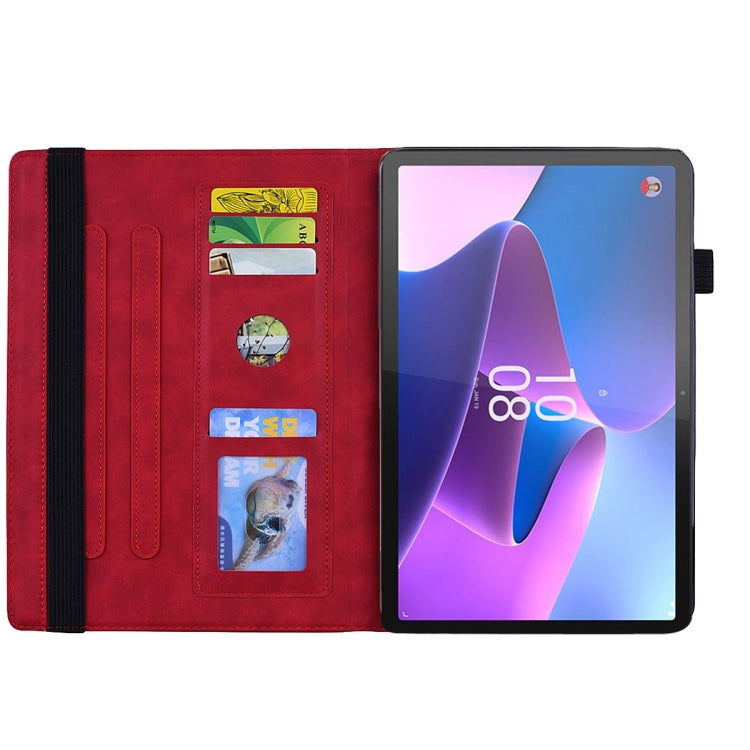 For Lenovo Tab P12 12.7 Calf Texture Embossed Leather Tablet Case(Red)