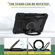 For Samsung Galaxy Tab S9 Armor Portable Rotating Ring Holder Silicone Tablet Case(Black)
