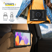 For Samsung Galaxy Tab S9 Armor Portable Rotating Ring Holder Silicone Tablet Case(Black)