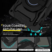 For Samsung Galaxy Tab S9 Armor Portable Rotating Ring Holder Silicone Tablet Case(Black)