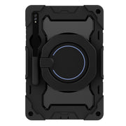 For Samsung Galaxy Tab S9+ Armor Portable Rotating Ring Holder Silicone Tablet Case(Black)