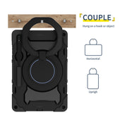 For Samsung Galaxy Tab S9+ Armor Portable Rotating Ring Holder Silicone Tablet Case(Black)