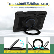 For Samsung Galaxy Tab S9+ Armor Portable Rotating Ring Holder Silicone Tablet Case(Black)
