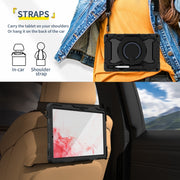 For Samsung Galaxy Tab S9+ Armor Portable Rotating Ring Holder Silicone Tablet Case(Black)