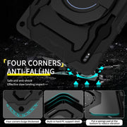 For Samsung Galaxy Tab S9+ Armor Portable Rotating Ring Holder Silicone Tablet Case(Black)