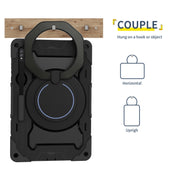 For Samsung Galaxy Tab S9 Ultra Armor Portable Rotating Ring Holder Silicone Tablet Case(Black)