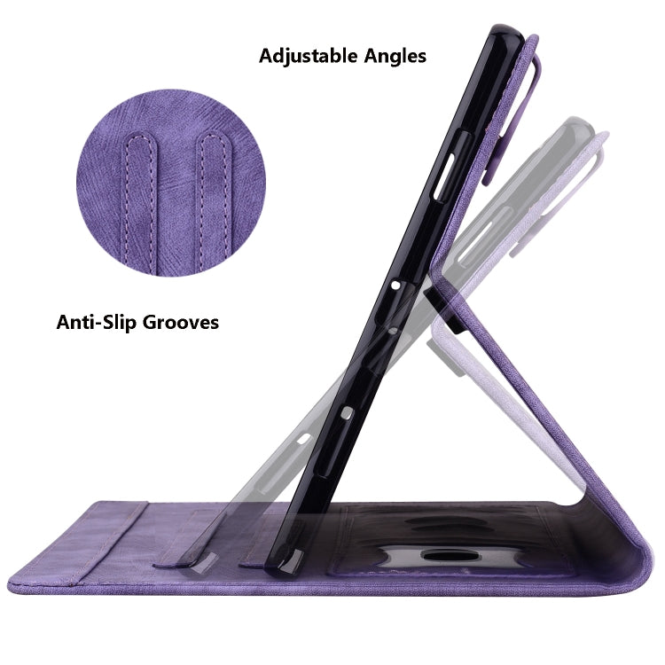 For Samsung Galaxy Tab S9+ /S8+ /S7+ Cartoon Sakura Cat Embossed Smart Leather Tablet Case(Purple)