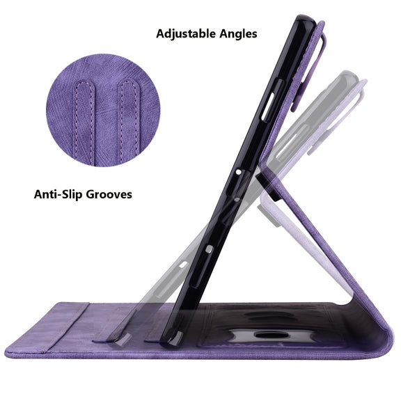 For Samsung Galaxy Tab S11 / S10 / S9 Cartoon Sakura Cat Embossed Smart Leather Tablet Case(Purple)