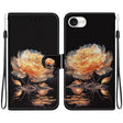 For iPhone 16e Crystal Texture Colored Drawing Leather Phone Case(Gold Peony) - iPhone 16e Cases by PMC TechLife | Online Shopping South Africa | PMC TechLife | Buy Now Pay Later Mobicred