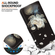 For iPhone 16e Crystal Texture Colored Drawing Leather Phone Case(Crystal Peony)