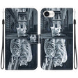 For iPhone 16e Crystal Texture Colored Drawing Leather Phone Case(Cat Tiger Reflection) - iPhone 16e Cases by PMC TechLife | Online Shopping South Africa | PMC TechLife | Buy Now Pay Later Mobicred