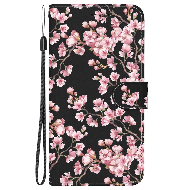 For iPhone 16e Crystal Texture Colored Drawing Leather Phone Case(Plum Bossom)