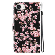 For iPhone 16e Crystal Texture Colored Drawing Leather Phone Case(Plum Bossom)