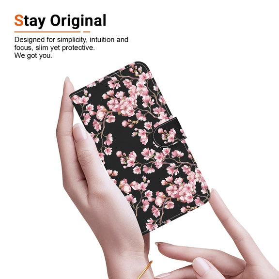For iPhone 16e Crystal Texture Colored Drawing Leather Phone Case(Plum Bossom)