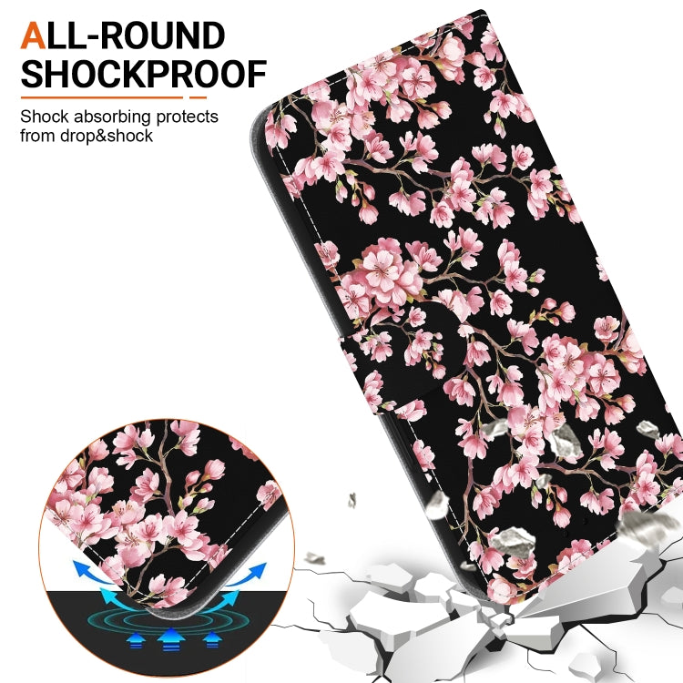 For iPhone 16e Crystal Texture Colored Drawing Leather Phone Case(Plum Bossom)