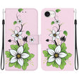 For iPhone 16e Crystal Texture Colored Drawing Leather Phone Case(Lily) - iPhone 16e Cases by PMC TechLife | Online Shopping South Africa | PMC TechLife | Buy Now Pay Later Mobicred