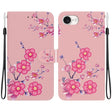 For iPhone 16e Crystal Texture Colored Drawing Leather Phone Case(Cherry Blossoms) - iPhone 16e Cases by PMC TechLife | Online Shopping South Africa | PMC TechLife | Buy Now Pay Later Mobicred