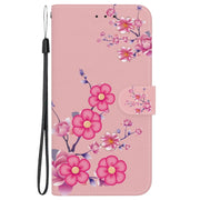 For iPhone 16 Plus Crystal Texture Colored Drawing Leather Phone Case(Cherry Blossoms)