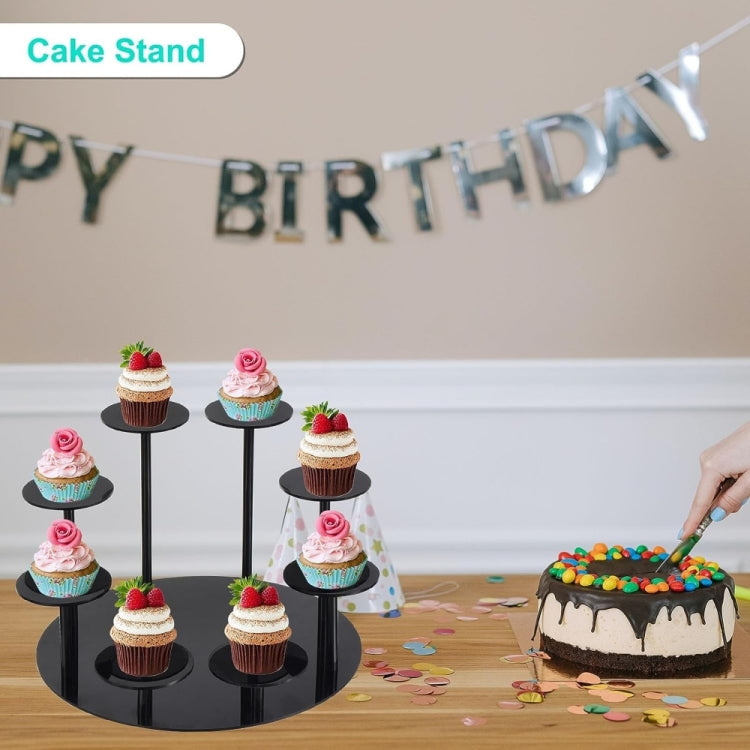 YX034 Acrylic Cupcake Shelf Cartoon Cake Display Stand(Black)