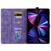 For Lenovo Tab P11 TB-J606F Cartoon Sakura Cat Embossed Leather Tablet Case(Purple)