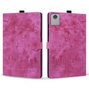 For Lenovo Tab M11 / Xiaoxin Pad 11 2024 Cartoon Sakura Cat Embossed Leather Tablet Case(Rose Red)
