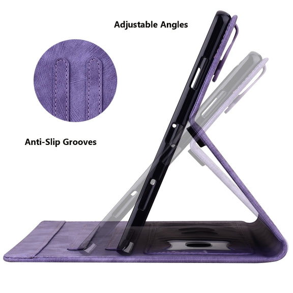 For Lenovo Xiaoxin Pad Pro 12.7 2025 Cartoon Sakura Cat Embossed Leather Tablet Case(Purple)